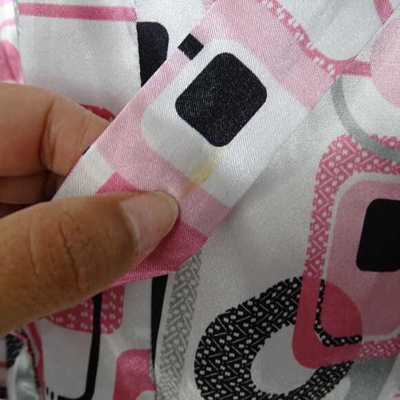 Cato Retro Print Satin Look Button Up Top Women Size 14W 16W Belted FLAW - Picture 11 of 11